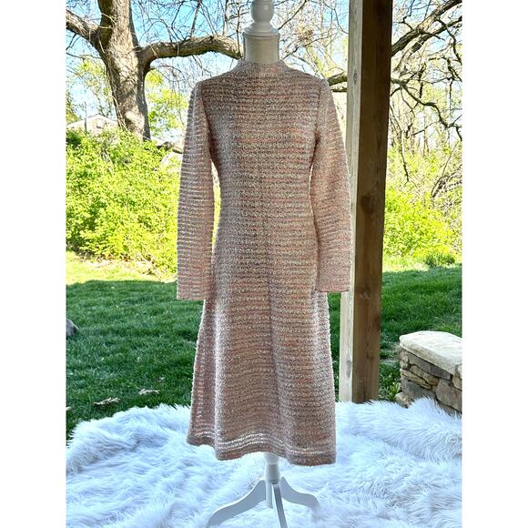 St John Long-sleeved Tweed Midi‎ Dress In Pink Size 8 $2157 - Picture 5 of 12